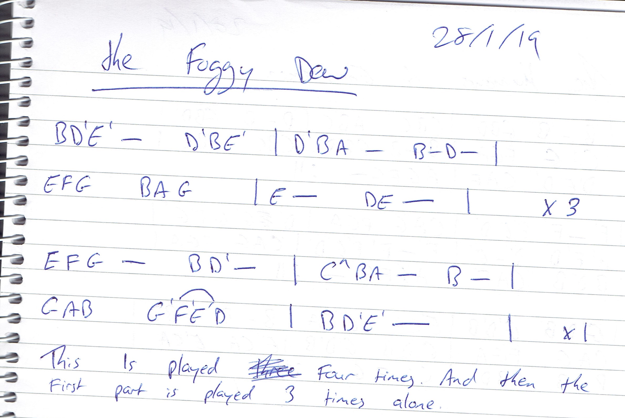The Foggy Dew Irish Tenor Banjo Notes